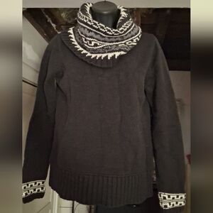 Cozy Black and White Cowl Necked Sweater